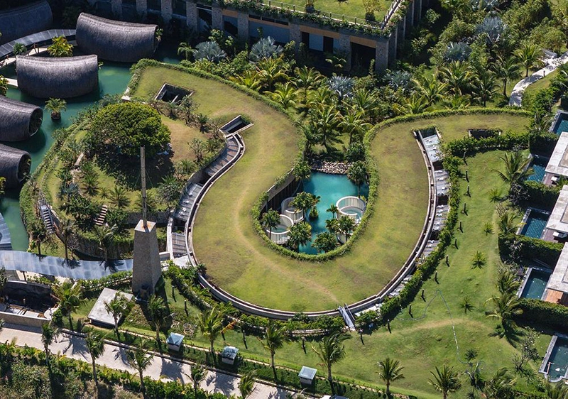 Hidden Spa Water Hope planted roof dune architecture Vietnam